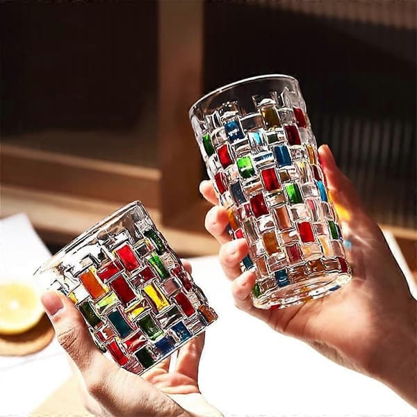 Färgat glas 11 oz drickskopp cocktail iskopp kaffe vatten te dryckeskopp