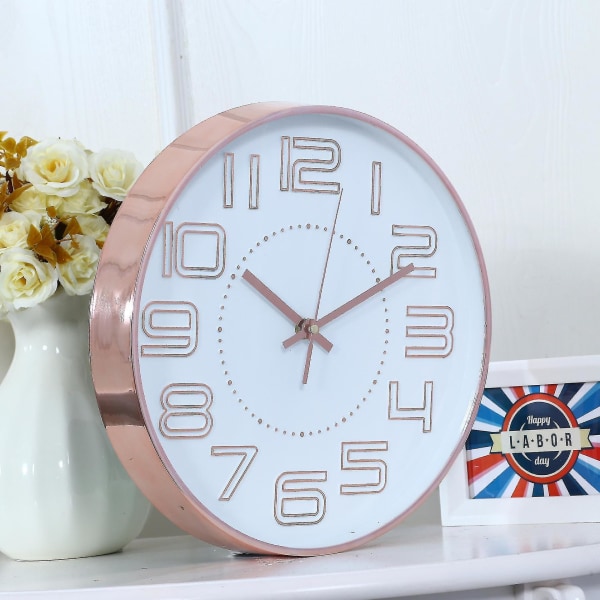 Veggklokke Moderne Enkel Tredimensjonal Karakter Personlig Kreativ Sirkulær Veggklokke Soverom Silent Quartz Clock 12 Tommer 30 cm black