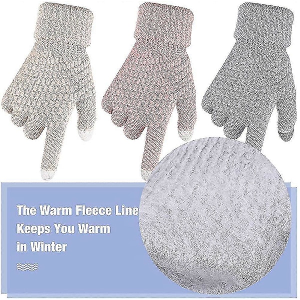 4 par dame vinter touch screen handsker varme fleeceforede strikhandsker elastiske