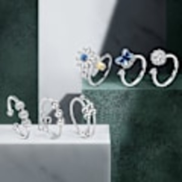 6 Fidget Ringe til Angstlindring Justerbart Ringsæt Justerbar Ring Dame Perlebånd