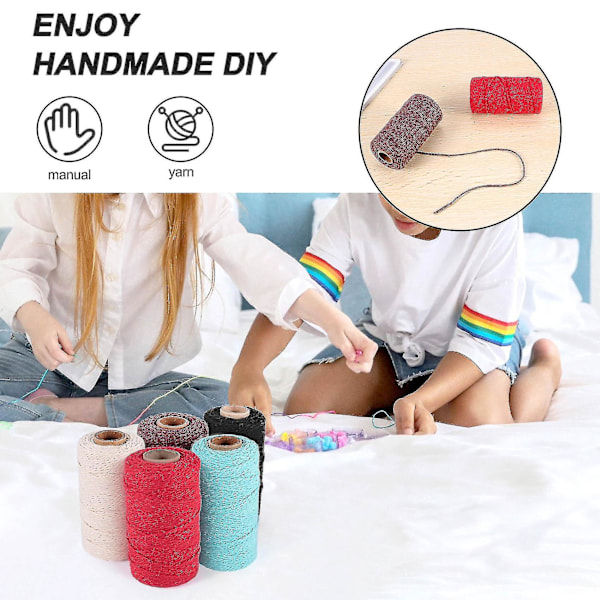 5 stk. Macrame Snor Macrame Snor DIY Håndværk Snor Spole Garn Rustik Snor Reb 2 Mm X10