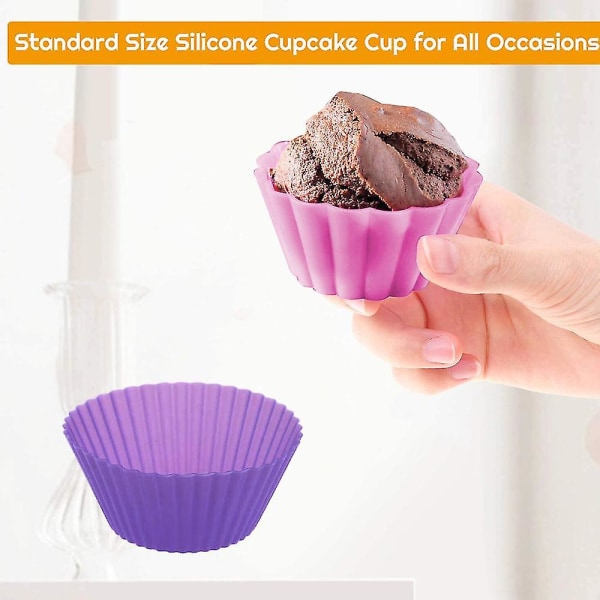 Silikon Cupcake Liners, Återanvändbara Silikon Baking Cups Nonstick 24 PCS