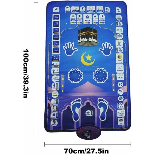 Elektroninen islamilainen rukousmatto, puhuvan musiikin opetusmatto rukousohjeilla, lapsille ja taaperoille, 110x70cm A