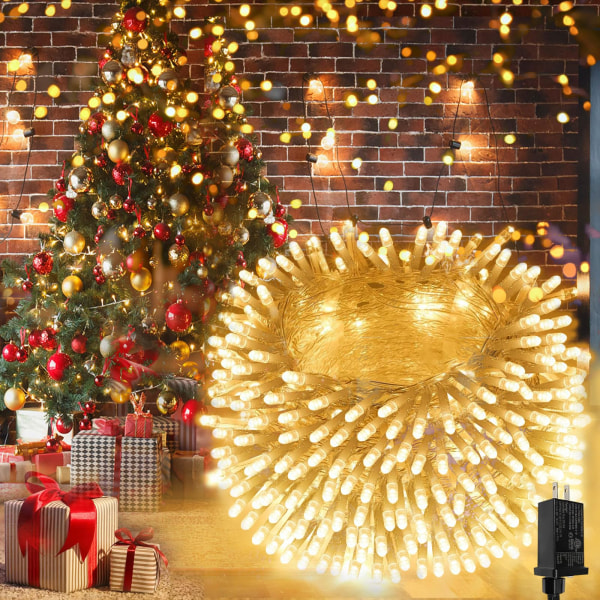 Extra långa 20 m ljusslingor utomhus/inomhus, 200 LED-uppgraderad superljus julbelysning, vattentät 8 lägen Anslut Fairy Lights (varmvitt) Warm White