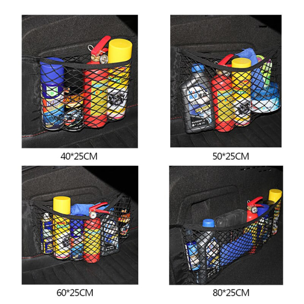 Bil Back Bakre Trunk Organizer Net Elastic Magic Sticker 60 x 25 cm