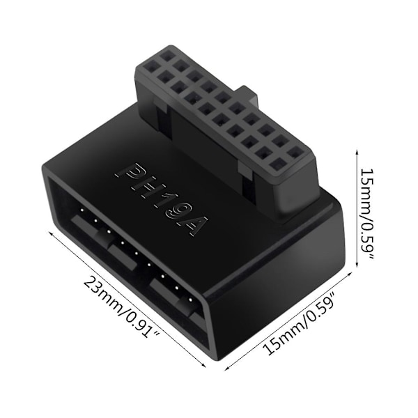 USB 3.0 19/20-polet Han til Hun Forlængeradapter Vinklet 90 Grader Konverter PH19A