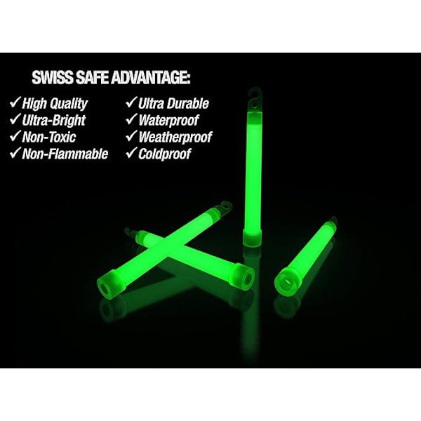 Premium 6\" Glow Sticks - Extra Starka, 12+ Timmar Varaktighet, Redo för Nödsituationer