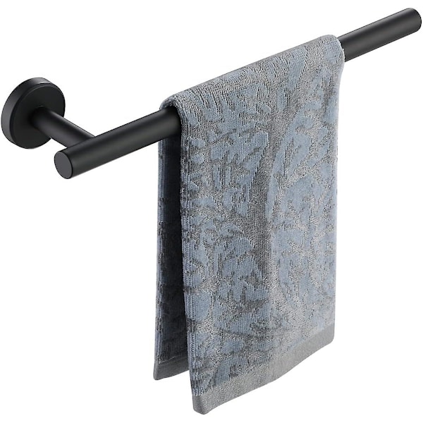 Håndklædeholder Håndklædering Sort, Tykkere 0,8 mm 304 Rustfrit Stål Badeværelse Håndklædestang, 30 cm Vægmonteret Håndklædeholder, Mat Sort, Thh1