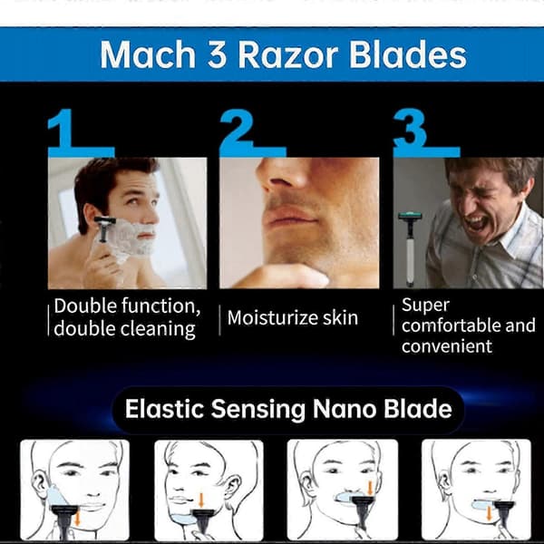 48 stk. Mach 3-blade refills til mænd, manuelle barberbladserstatningsblade