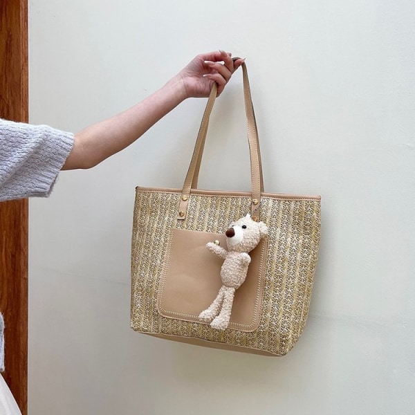 Henkilökohtainen Beach Tote Straw Bag Khaki