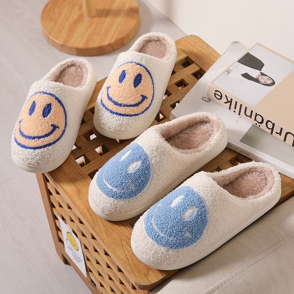 Söta Smiley Hemtoflor i Bomull light blue