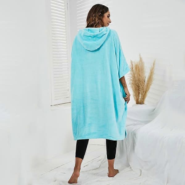 Dame Pullover Badekåpe Flanell Morgenkåpe Hette Bade Wrap Casual Plysj Loungewear M