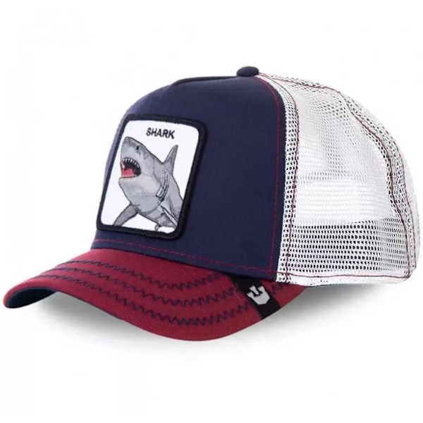 Broderet Mesh Hat med Dyreprint - Snapback - Bordeaux Haj