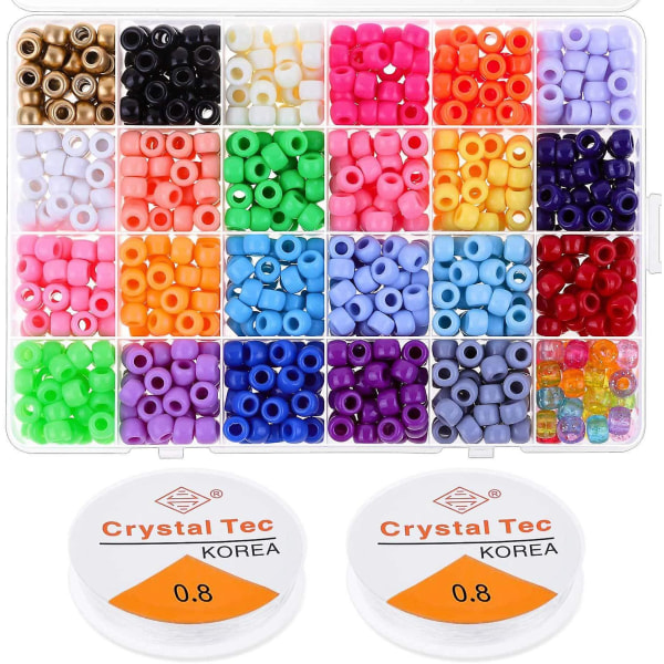 24 Colors Plastic Bracelet Beads for DIY Bracelets