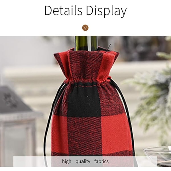 4Pack Wine Bottle Covers, Christmas wine Bottle Gift Bags for Home Dinner Party Table Decoration(Red & Black + Black & White)