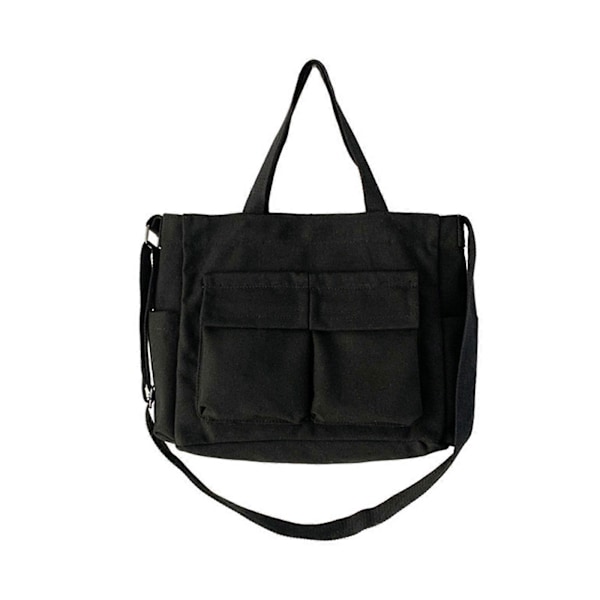 Fashion Axelväska Crossbody Väska för Kvinnor Flicka Mångsidig Skolväska Canvasväska Handväska Trendig Tygväska Messenger Bag Svart Black