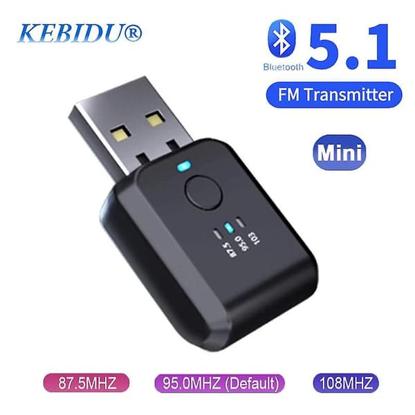 Mini Bluetooth 5.1 FM01 Sender/Mottaker for Bil, Trådløs Lydadapter for Bilradio, Håndfri Samtale, USB-Strøm, Bilsett