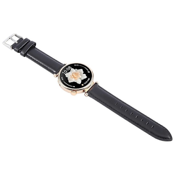 Til Garmin Lily 2 Active/Lily 2 håndledsrem 14mm Toplag Ko Læder Urrem - Sort Black
