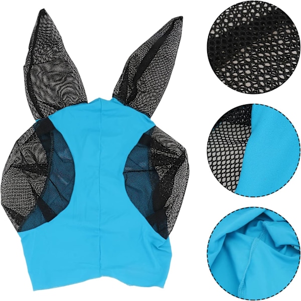 2 st Häst Ansikte Flugbett Avvisande Mask Utomhus Mesh Flugbett Avvisande Hästhuvud Blå