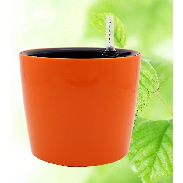 Rund Självvattnande Blomkruka Med Vatten Inomhus Utomhus Plastplanterare (orange)