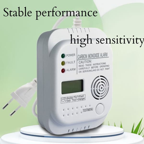 Kolmonoxiddetektor med temperaturdisplay – Batteridriven – Elektrokemisk sensor – Larm > 85 dB