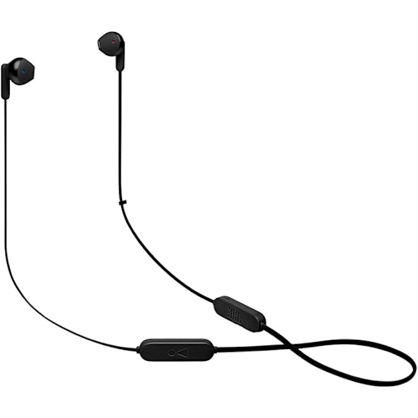 Trådløse Bluetooth-øretelefoner med 3-knapps mikrofon, fjernkontroll og flat kabel - Svart