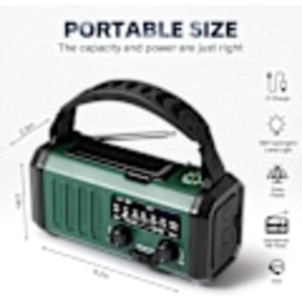 Hätäveivattava radio, 10000mAh akku - NOAA/AM/FM sääradio - LED-taskulamppu ja lukuvalo - SOS-hälytys WELLNGS