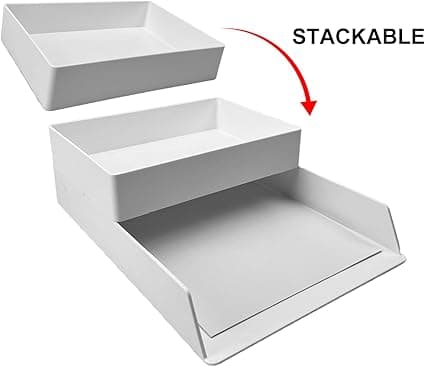 Rektangulær oppbevaringsboks i plast, tilbehørsbrett, 24,1 x 17 x 5 cm, hvit