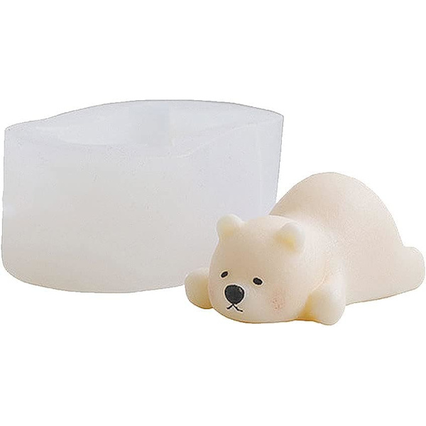 3D Isbjørn Form Mini Størrelse Sød Bjørn Silikone Lying Bear