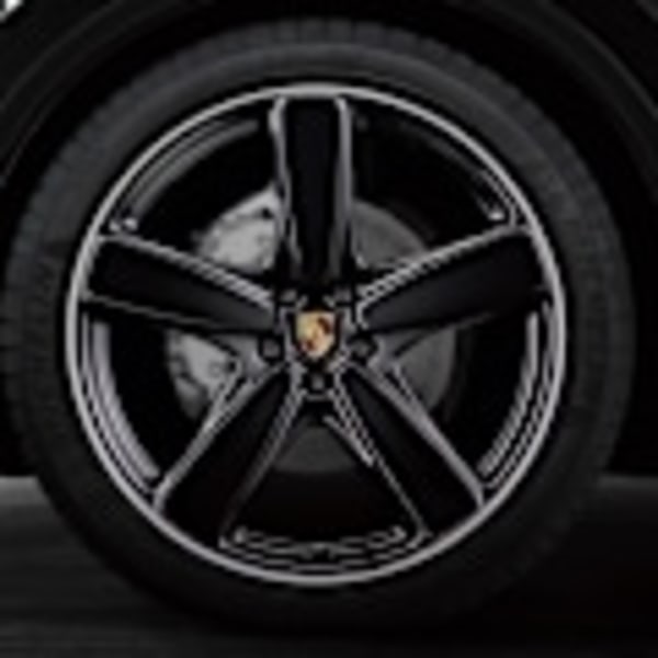 4-pakning - Porsche senterkopp/felgemblem - bil 75 mm svart