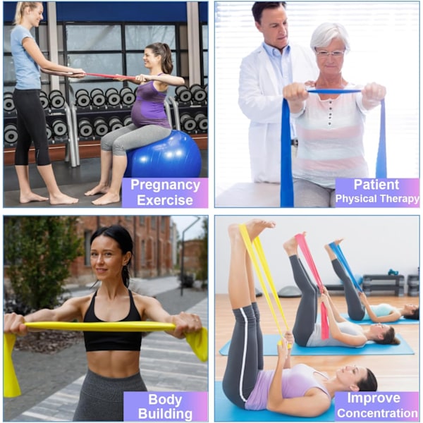 Motståndsband 2m Träningsband 4 Träningsband 4 Motståndsnivåer för Yoga, Pilates, Crossfit, Muskeluppbyggnad, Fysioterapi