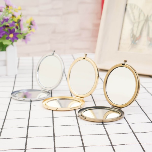 Bärbar hopfällbar spegel Mini kompakt rostfritt stål metall Gold