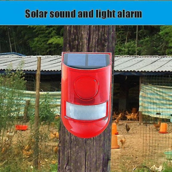 Aurinkovaroittimen valo langaton Ip65 vedenpitävä liiketunnistin ulkona oleva turvahälytys (1 kpl, punainen)