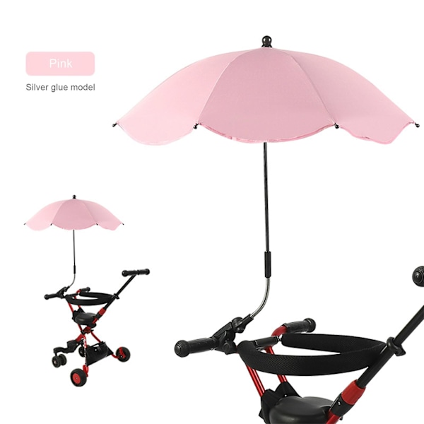 Kannettava ranta-aurinkovarjo UV-suojalla ja yleiskiinnikkeellä tuoleille, rattaille, golfkärryille ja pyörätuoleille Pink