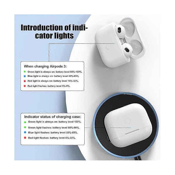 Laderetui for øretelefoner for 3 Laderetui 450Mah Trådløst laderetui Bluetooth Synkronisering Rask paring