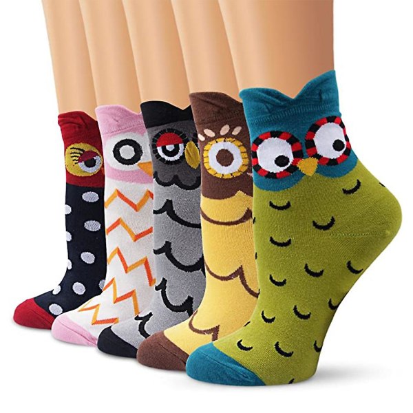 Parit syksyn ja talven naisten sukat Pöllösukat Stereokorvat Luova Hauska Söpö Design Sarjakuva puuvillasukat