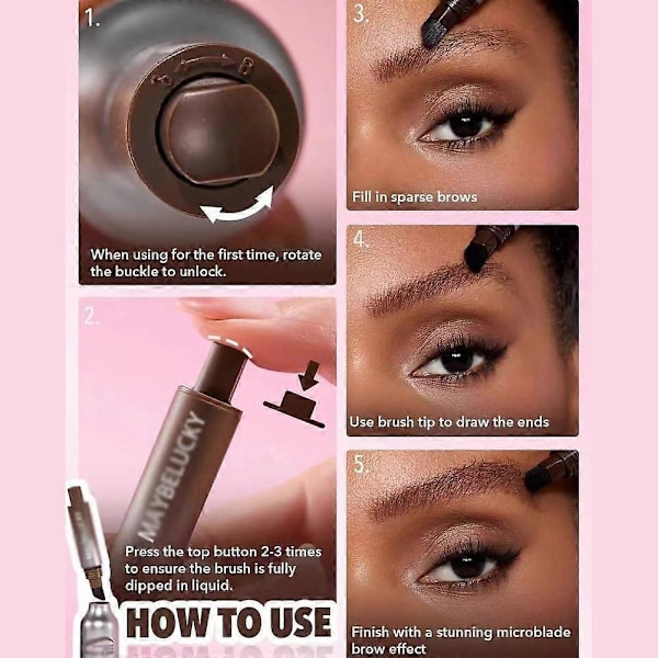 Brow-Fection Vinklad Borste & Dip Eyebrow Brow Hair Strokes Pen