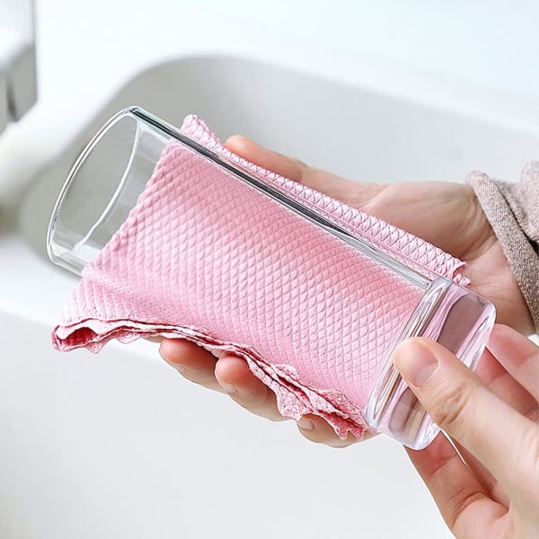 10 Pack Fish Scale Microfiber Glass Cleaning Cloth & Nanoscale Cleaning Cloth for Plates, Glass, Stainless Steel, Car Window,Tableware,Cup（25*25CM） 25*25CM