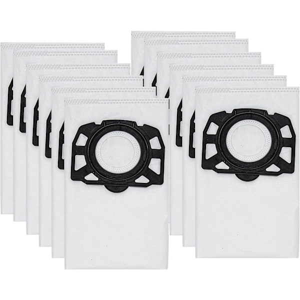 Förpackning med 12 KFI 487 Filterpåsar Dammsugarpåsar Tillbehör för Kärcher WD4, WD5, WD6, MV4, MV5, MV6, WD4.000...WD5.999, 2.863-006.0