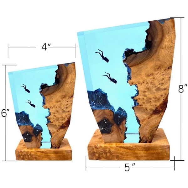 Oceanhval Surfing Bordpynt Lampe Træ Harpiks Lampe Bord Natlys Fødselsdag Lampe 6*4 tommer