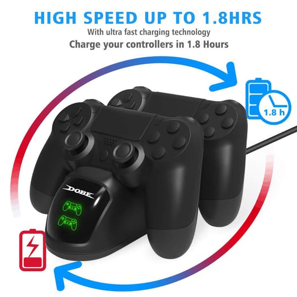 Dobbelt Ladestation til To PS4/PS4 Slim/PS4 Pro Controllere