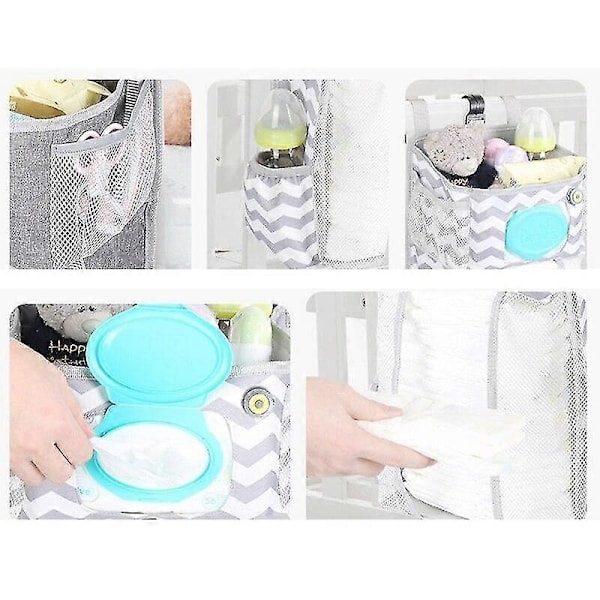 Baby Oppbevaringsorganisator Barneseng Hengende Oppbevaringspose Caddy Organizer|Bleievesker