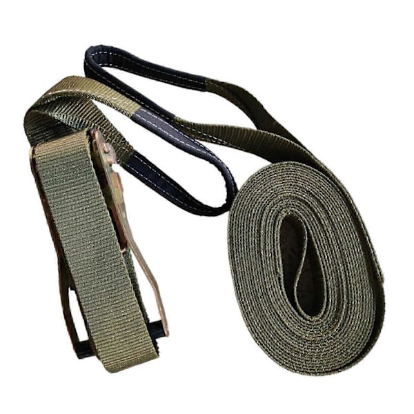 36FT Slackline-setti koukulla ja räikkäkiristimellä tasapainoharjoitteluun Army Green
