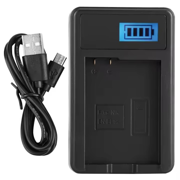 EN-EL14 Batterilader til Nikon D5100/D3100/D3200/D3300/Coolpix med LCD