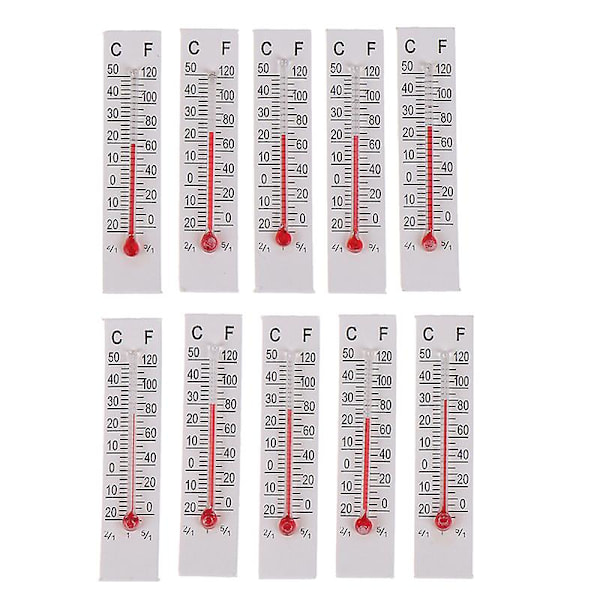 10 stk 5cmX1.1cm Miniatyr Papir Kartong Termometer Innendørs -20-50 Celsius