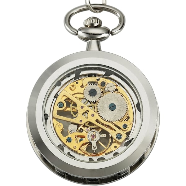 Steampunk Transparent Åben Urkasse Lommeur til Mænd Kvinder Skelet Skive Antik med Kæde