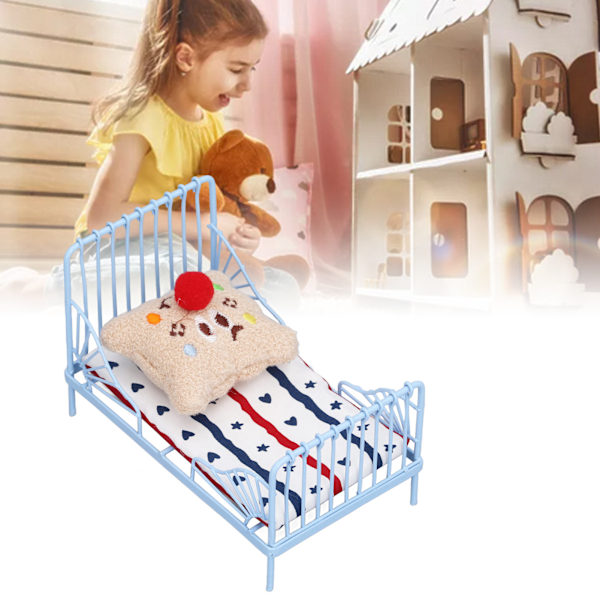 JFJC 1:12 Dockhus Mini Dockhus Björnaccessoarer Dockhus Säng Randig Mönster + Seriefigur Tillbehör stripe
