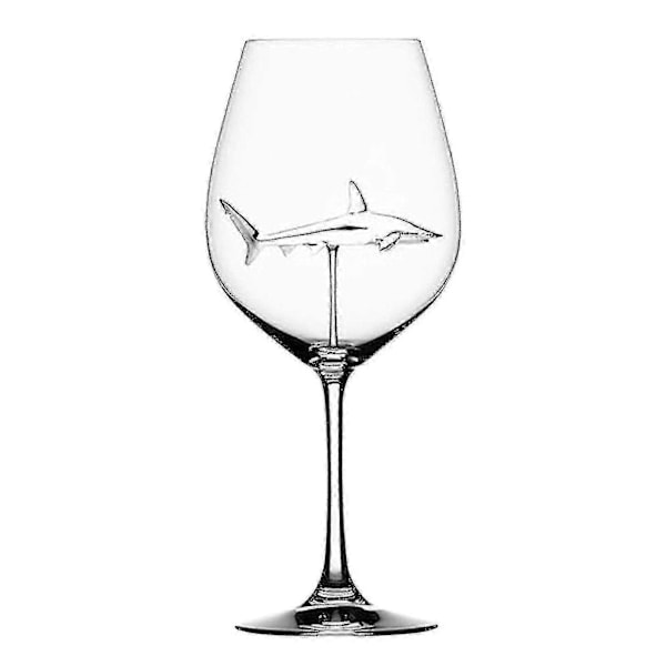 Rödvinsglas med Haj Inuti Bägare Glas Klart Glas Hem Bar Party