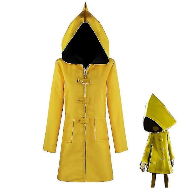 Little Nightmares Cosplay Kostym Unisex Gul Lång Jacka Kappa Halloween Cosplay Performance Kläder Kid 150