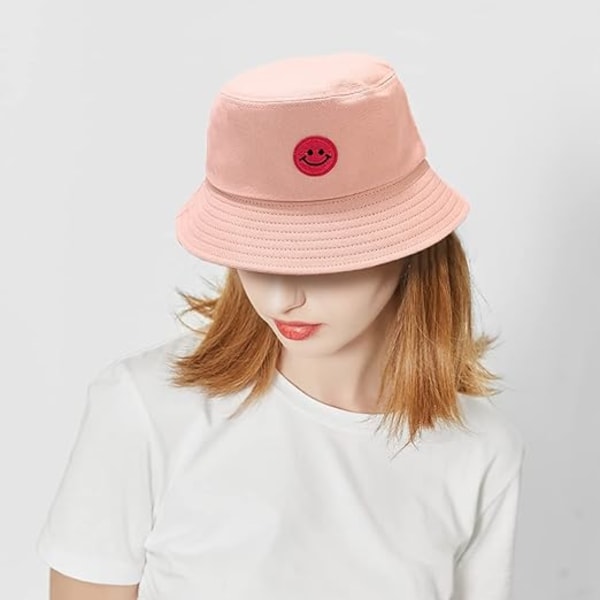 Bøttehatt i bomull Ensfarget strandhatt Sommerreiser Solhatter Fisherman Cap（Rosa） Pink